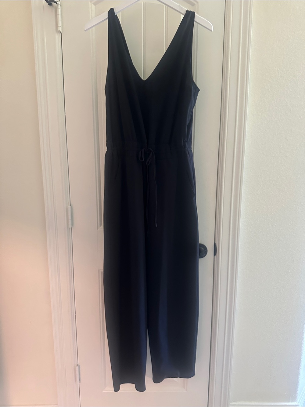 Athleta Black Sleeveless V-Neck Wide-Leg Jumpsuit